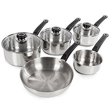 Load image into Gallery viewer, Amazon Basics 18-Piece Dinnerware Set - White Porcelain Coupe, Service for 6 &amp; Morphy Richards Equip 5-Piece Pan Set - Stainless Steel
