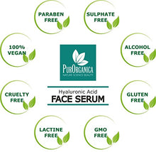 Load image into Gallery viewer, PurOrganica Hyaluronic Acid Face Serum - Huge 60 ML Bottle - The Best Anti Ageing &amp; Anti Wrinkle Serum - This Premium Organic Serum Will Plump, Hydrate &amp; Brighten Skin While Filling In Those Fine Lines &amp; Wrinkles - It Works or Your Money Back Guarantee
