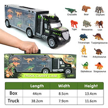 Load image into Gallery viewer, Dinosaur Toys Truck Transport Carrier Truck Toys with Dinosaur Toys Animals Toys 12 Pcs Double Inside Storage Set Birthday Easter Gift for Kids Boys Girls 3 Years Old

