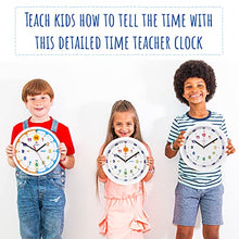 Load image into Gallery viewer, Amonev Time Teacher Scope Wall Clock for Children, Easy to Read Dial with Silent Ticking. Teach Children how to Read and Tell the Time with this Analogue Clock.
