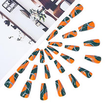 Load image into Gallery viewer, Brishow Coffin False Nails Short Fake Nails Ballerina Press on Nails Irregular Lines Stick on Nails 24pcs for Women and Girls
