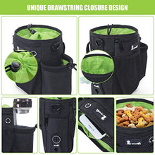 Load image into Gallery viewer, Pecute Large Dog Treat Pouch Bag - Upgrade with Water Bottle Holder, Waterproof Walking Bag Multiple Pockets, Adjustable Waist &amp; Shoulder Belt 3 Ways to Wear for Training Walking Outdoor Use (Black)
