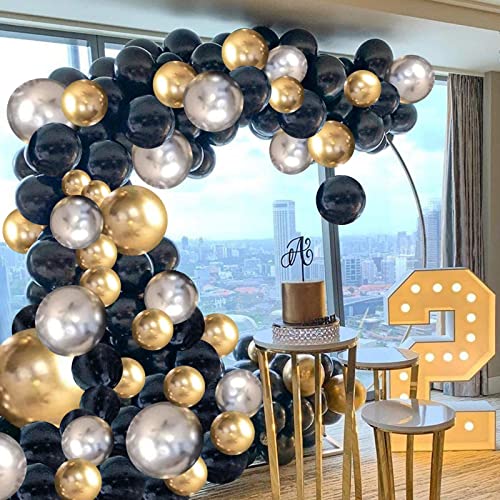 Balloon Arch Kit, Black and Gold Balloons , 100 PCS Balloon Arch Garla ...