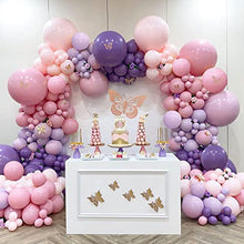 Load image into Gallery viewer, Pink Purple Balloon Garland Arch Kit, 180pcs Pastel Butterfly Stickers Baby Shower Decorations for Girl Birthday Party Bridal Shower Bachelorette Engagement Party Decorations
