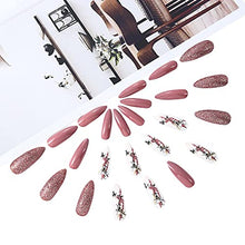 Load image into Gallery viewer, Brishow Coffin False Nails Short Fake Nails Glitter Press on Nails Bellarina Acrylic Stick on Nails 24pcs for Women and Girls
