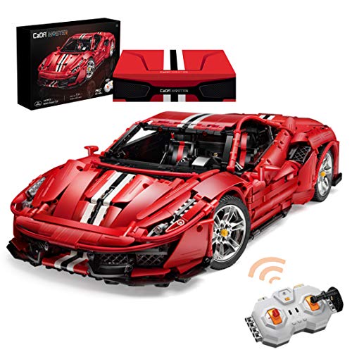 WEEGO 3187Pcs Technic Sports Car 1:8 2.4Ghz Remote Control Racing Car Supercar Model Kit for Ferrari 488 Pista, Construction Building Blocks Compatible with LEGO Technic