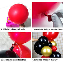 Load image into Gallery viewer, Red Black and Gold Balloons Arch Garland Kit 157 PCS Black Red metallic gold Latex Party Balloons set for Birthday Decoration Wedding Valentines Casino Card Night Las Vegas Party Decorations Supplies

