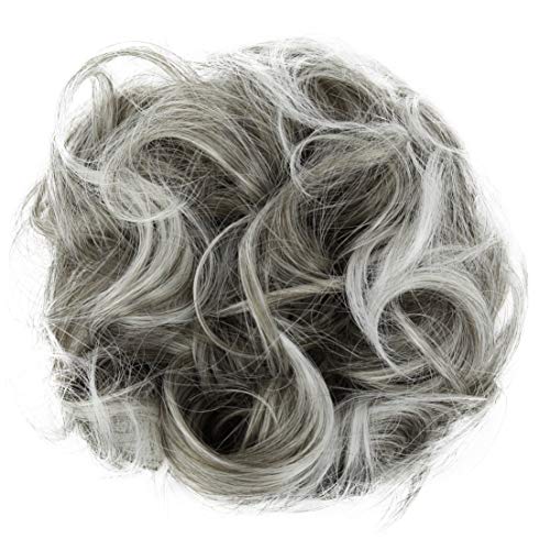 PRETTYSHOP Hairpiece Scrunchy Updo Bridal Hairstyle Voluminous Slightly Wavy Messy Bun Gray Mix G19E