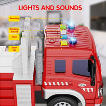 Load image into Gallery viewer, GizmoVine Kids Fire Engine Truck Toys with Lights and Sounds Extending Ladder 1:16 Friction Powered Cars Inertial Vehicles Educational Toy Gifts for 3+ Years Old Boys Girls Toddlers
