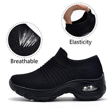 Load image into Gallery viewer, ZHR Womens Trainers Ladies Walking Shoes Slip on Nursing Shoes Lightweight Breathable Work Shoes Air Cushion Sneakers All Black 5UK/38EU
