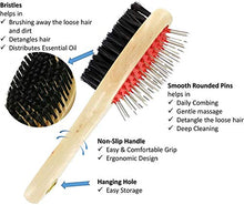 Load image into Gallery viewer, Wooden Dog Brush Double Sided Pet Hair Grooming Brush Dog Pin Brush and Bristle Soft Brush, Dogs Comb and Brush Grooming Tools for Cleaning for Dogs &amp; Cats with Long or Short Hair
