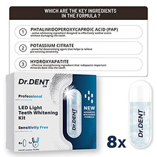 Load image into Gallery viewer, DrDent Professional LED Teeth Whitening Kit - Sensitivity Free Formula - 8 Teeth Whitening Gel Pods 33.6ml - Helps to Remove Stains - Includes Mouth Tray &amp; Shade Guide - Rapid &amp; Effective Results
