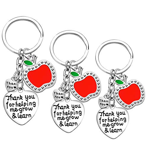 Pack of 3 Teacher Appreciation Gifts for Women,Teacher Keychain Set, Teacher Key Chain Gift, Birthday Gift for Teacher Gifts from Students (Heart-3PC Thanks for Helping me Learn and Grow)