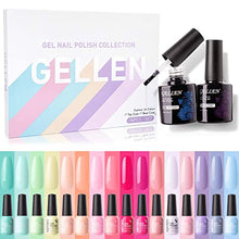 Load image into Gallery viewer, Gellen 16 Colors Gel Nail Polish Kit, With Top&amp;Base Coats Happy Rainbow Collection Vibrant Bright Neon Tones- Trendy Spring Summer Nail Art Design Gel Polish Colors Home/Salon Manicure Set
