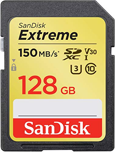 SanDisk Extreme 128 GB SDXC Memory Card, Up to 150 MB/s, Class 10, U3, V30