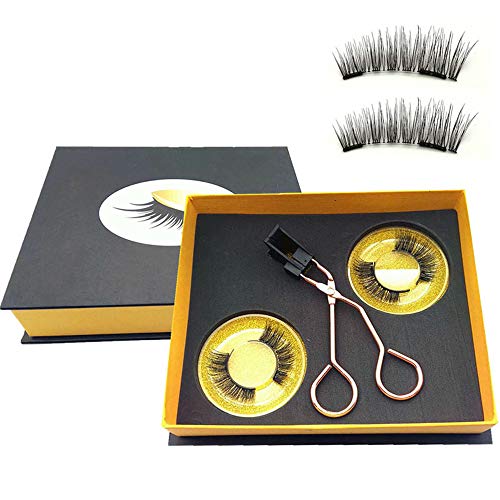 Magnetic Eyelashes Applicator Tool Kit,Glue-free Magnetic Eyelash Clip,Eyelashes Short Set with 2 Pairs Magnetic False Eyelashes,Magnetic Eyelashes No Eyeliner,Natural Look