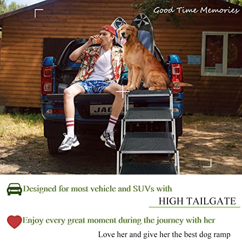 COLORFEY Widened Dog Car Ramp, Folding Dog Steps for Large Dogs, Porta