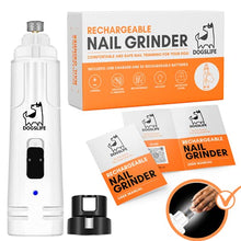 Load image into Gallery viewer, Dog Nail Grinder | Low Noise &amp; Vibration 2 Speed Electric Nail Grinder For Dogs | Full Control &amp; Safe Nail Trimming 2021 Version | Dog Nail Trimmer Includes USB Charger + X3 Rechargeable Batteries
