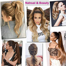 Load image into Gallery viewer, Clip in Ponytail Extension Wrap Around for Women Long Synthetic Natural Wavy Curly Hair Pony Tail Hair Extensions 17 inch Wine Red
