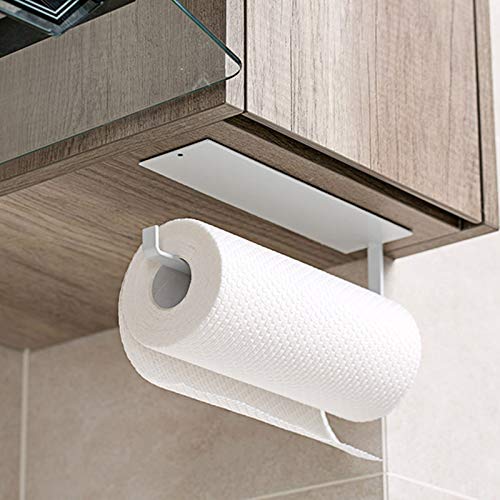 Kitchen Roll Holder, Kitchen Paper Rack Wall Mounted, Toilet Roll Holder,Napkins Storage Rack Holder Under Cabinet, Paper Towel Roll Holder Self Adhesive No Drilling Required (White)