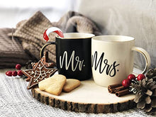 Load image into Gallery viewer, Gifffted Mr and Mrs Mugs, Unique Wedding Gift for The Couple, Gifts for Engagement, His Hers Anniversary, Bride Groom, Women, Presents for Couples on Valentines|Christmas, Black/White Coffee Set
