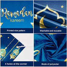 Load image into Gallery viewer, Blue Eid Mubarak Decorations, Blue Ramadan Mubarak Balloon Arch Kit, Blue Eid Banner Muslim Ramadan Backdrop Background for Muslim Ramadan Party Supplies (Banner + Balloon)
