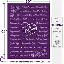 Load image into Gallery viewer, I Love You Mom Gift Blanket - Gifts for Mom - Birthday Gifts for Women - Unique Mom Gifts from Daughter or Son for Valentines Day, Birthday, Mothers Day, Christmas - Soft Throw 65&quot; x 50&quot; (Purple)
