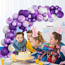 Load image into Gallery viewer, KAINSY Purple Balloon Garland Arch Kit, Wedding Balloon Arch Kit, 91pcs Purple White Latex Balloons Agate Balloons with 10pcs Hollow Butterfly Sticker for Indoor Outdoor Birthday Party Decoration
