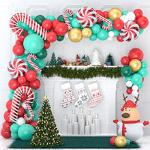 Load image into Gallery viewer, Christmas Balloon Garland Arch kit, 103 Pcs Xmas Red Green Gold Confetti Balloons with Candy Cane Balloons for Christmas New Year Party Deco Wintertime Holiday
