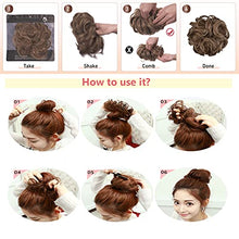 Load image into Gallery viewer, 2 Pack-Hairpiece Scrunchy Scrunchie Bun Updo,Hair Ribbon Ponytail Extensions Hair Extensions Wavy Curly Messy Hair Bun Donut Hair Chignons Hair Piece Wig Plum Red
