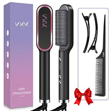 Load image into Gallery viewer, VKK Hair Straightener Brush, 25s Fast Heating Ceramic PTC Straightening Brush for Women and Men, Hot Brush for Professional Hair Styling, 20 Minutes Auto-Off 5 Levels Adjustable Temperature - UK Plug
