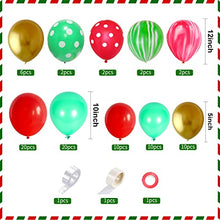 Load image into Gallery viewer, Christmas Balloon Arch Kit, Red Green Gold Christmas Balloons Garland, 84pcs Latex Balloons Agate Balloons for Indoor Outdoor Christmas Party Wintertime Holiday New Year Birthday Decorations
