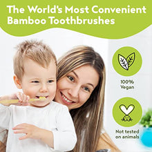 Load image into Gallery viewer, BAMBOOGALOO Kids Bamboo Toothbrush Set - 4 Pack Organic Rainbow Kids Toothbrushes &amp; Ultra-Soft Cotton Swabs - Bamboo Wooden Toothbrush with Soft &amp; Gentle BPA-Free Bristles - Plastic-Free Packaging
