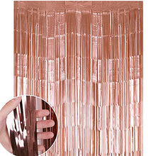Load image into Gallery viewer, Rose Gold Foil Fringe Curtain 3ft x 8.3ft, 1 Pack Rose Gold Metallic Tinsel Curtain Birthday Decorations, Foil Curtain for Birthday Graduation Wedding Engagement Bridal Shower Bachelorette Holiday
