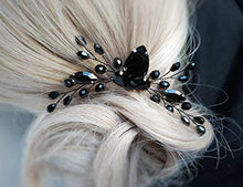 Load image into Gallery viewer, Anglacesmade Bridal Black Crystal Hair Comb Marquise Back Comb Wedding Headpiece Prom Party Festival Hair Accessories for Women and Girls
