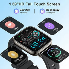 Load image into Gallery viewer, Smart Watch, 1.69" Touch Screen Smartwatch Fitness Digital Watch with Heart Rate Sleep Monitor IP68 Waterproof Activity Trackers 24 Sport Modes Tracker Watch for Men Women Pedometer, black and Khaki
