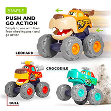 Load image into Gallery viewer, Tippi Monster Truck Toy Cars - Set of 3 Push Along Cars - Toy Car Set For 1, 2, 3 Year Olds - 2 Year Old Boy Gifts - Kids Toys Age 1 Year +
