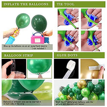 Load image into Gallery viewer, Green Balloons Arch Kit, Jungle Safari Tropical Balloons Garland with Green Metallic Gold Balloons and Leaves for Wild One 1st First Birthday Baby Shower Wedding Party Supplies.
