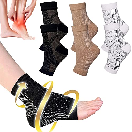 3/6 Pairs AmRelieve SootheSocks - Ankle Arch Support Socks, Soothesocks for Neuropathy, Ankle Compression Socks for Men Women, Sock Soothers Pain Relief from Plantar (S/M, 3Pairs D)