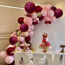 Load image into Gallery viewer, GuassLee 119Pcs Burgundy Pink Balloon Arch Garland Kit - Burgundy Pink Gold Confetti Latex Balloons with Balloon Accessories for Baby Shower Wedding Birthday Girl Party Decorations
