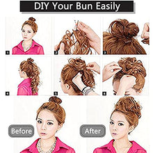 Load image into Gallery viewer, SEGO Messy Human Hair Scrunchies for Women Long Hair Bun Extensions Curly Wavy Hair Pieces [#4 Medium Brown] Updo Ponytail Hair Extensions Real Remy Hair Donut Chignons (32g)
