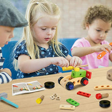 Load image into Gallery viewer, Wooden Toys Kids Tool Set-Wooden Kids Tool Box Kit Construction Role Play Toys for 3 4 5 6 Year Olds Girls Boys,Children Woodworking Tools and Accessories Pretend Play Tool Kits

