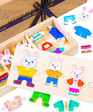 Load image into Gallery viewer, Jaques of London Wooden Puzzle Rabbit Family Dress Up | Wooden Jigsaw for 3 4 5 Year Olds | Toddler Puzzles | Girls and Boys Wooden Animal Toys
