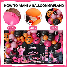 Load image into Gallery viewer, onehous Halloween Balloon, Halloween Balloon Arch Garland Kit,Halloween Decorations,with Bat Foil Balloon, Pink Orange and Black Balloons, Halloween Bat Decoration Kit for Indoor Outdoor Home
