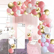 Load image into Gallery viewer, SKYIOL Balloons Arch Pink Gold White 100 Pcs Helium Latex Balloons Decoration Set with 5m Balloon Garland Sticker for Women Girls Birthday Wedding Baby Shower Baptism Anniversary Party
