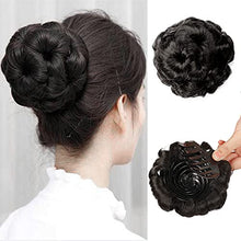 Load image into Gallery viewer, MEIRIYFA Scrunchy Scrunchie Hair Bun Updo Hairpiece Synthetic Hair Bun Extension with Claw Accessories for Women Wedding Daily Party (Black)
