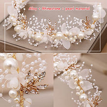 Load image into Gallery viewer, TONAUP Wedding Hair Piece Gold Pearl Headband Bridal Babys Breath Crystal Hair Vine for Princess Flower Girls and Bridesmaid
