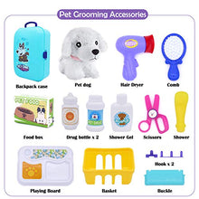 Load image into Gallery viewer, Sanlebi Pet Care Role Play Set Grooming Toys Feeding Dog Backpack Vet Kit Toy for Kids Children (16 pcs)

