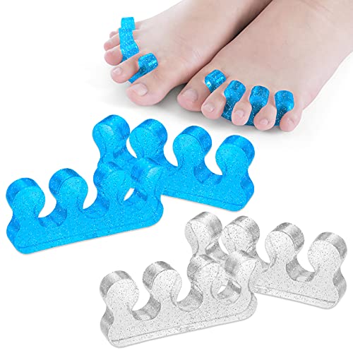 Molain 4 Pack Silicone Toe Separator for Feet, Gel Nail Polish Toe Spacers for Men and Women, Straighteners and Correctors for Overlapping Toes, Bunions, Hammer Toe, Foot Pain Relief