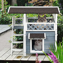 Load image into Gallery viewer, Petsfit Cat Houses for Outside Waterproof Cat Outdoor House with Balcony and Stair, Large Cat Shelter (Grey)
